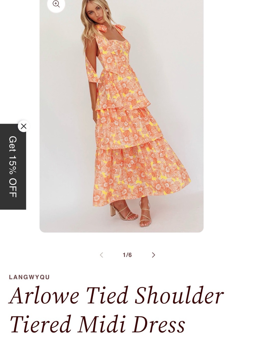 Selfie Leslie Coral and Yellow Floral Tie-Shoulder Midi Dress